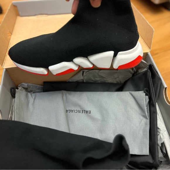 Speed 2.0 Sneaker in black recycled knit, white and red sole unit - Picture 7 of 14